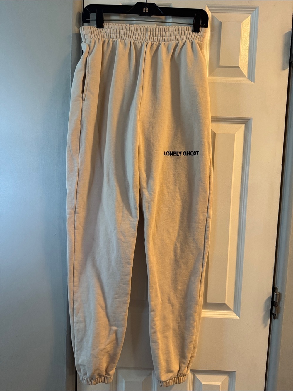 LONELY GHOST Cream Logo Joggers